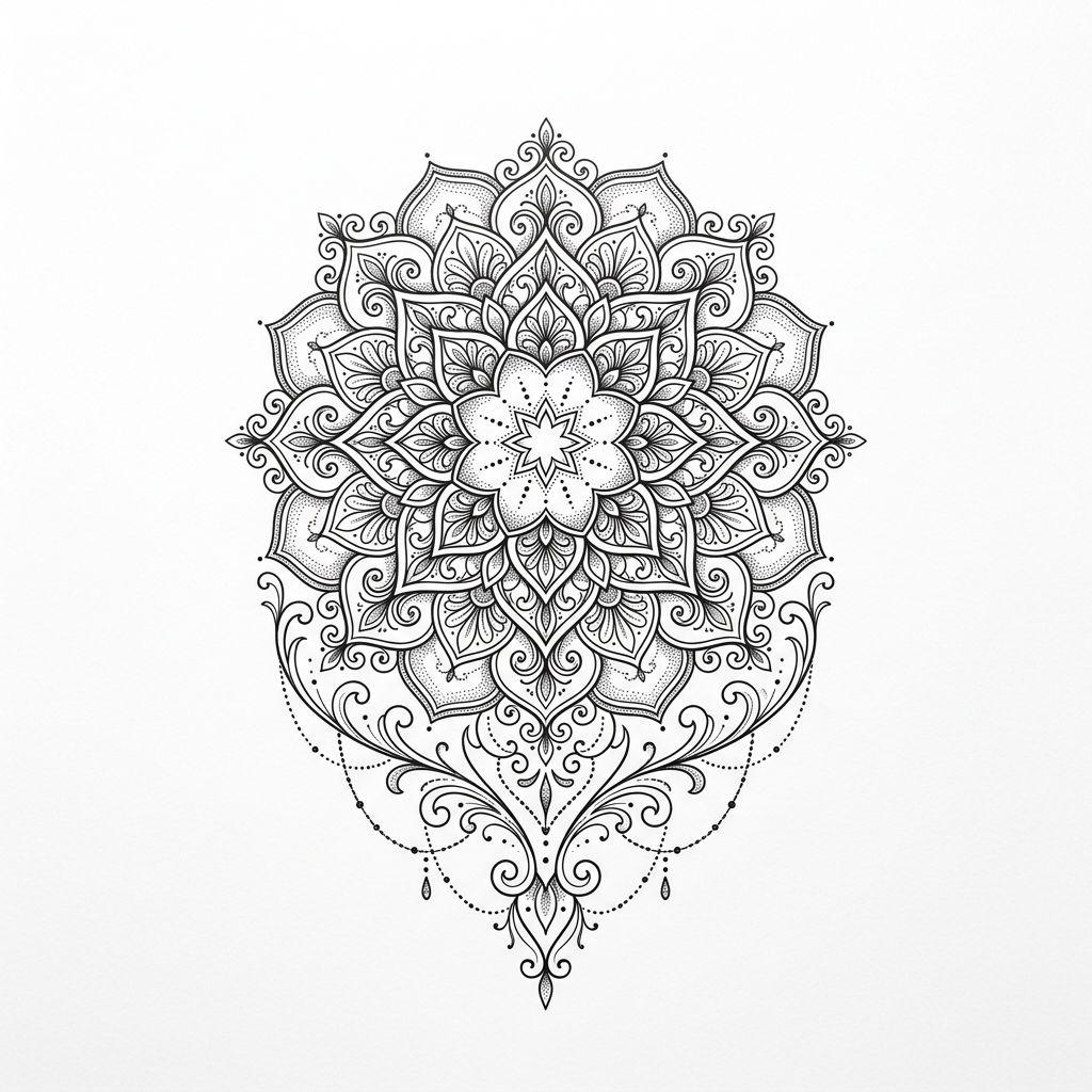 idée tatouage cou cou mandala mini, design sur fond blanc