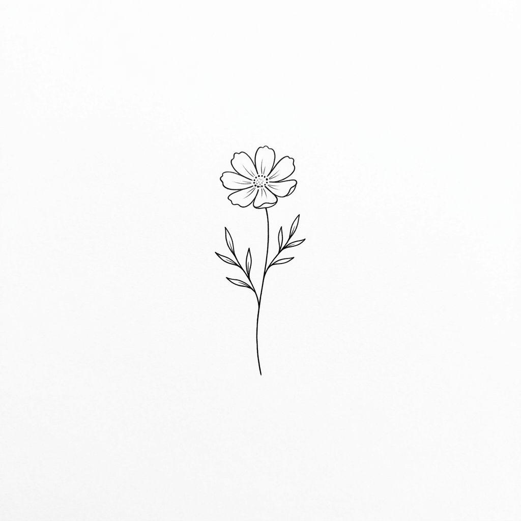 idée tatouage cou femme petite fleur sous l'oreille, design sur fond blanc