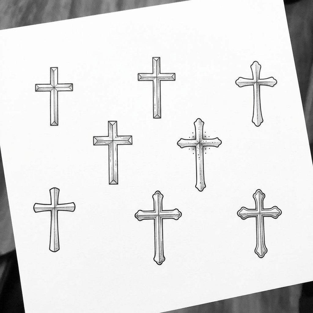 idée tatouage cou homme croix religieuse gorge, design sur fond blanc