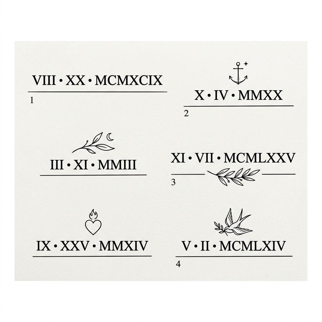 idée tatouage cou homme chiffres romains nuque, design sur fond blanc