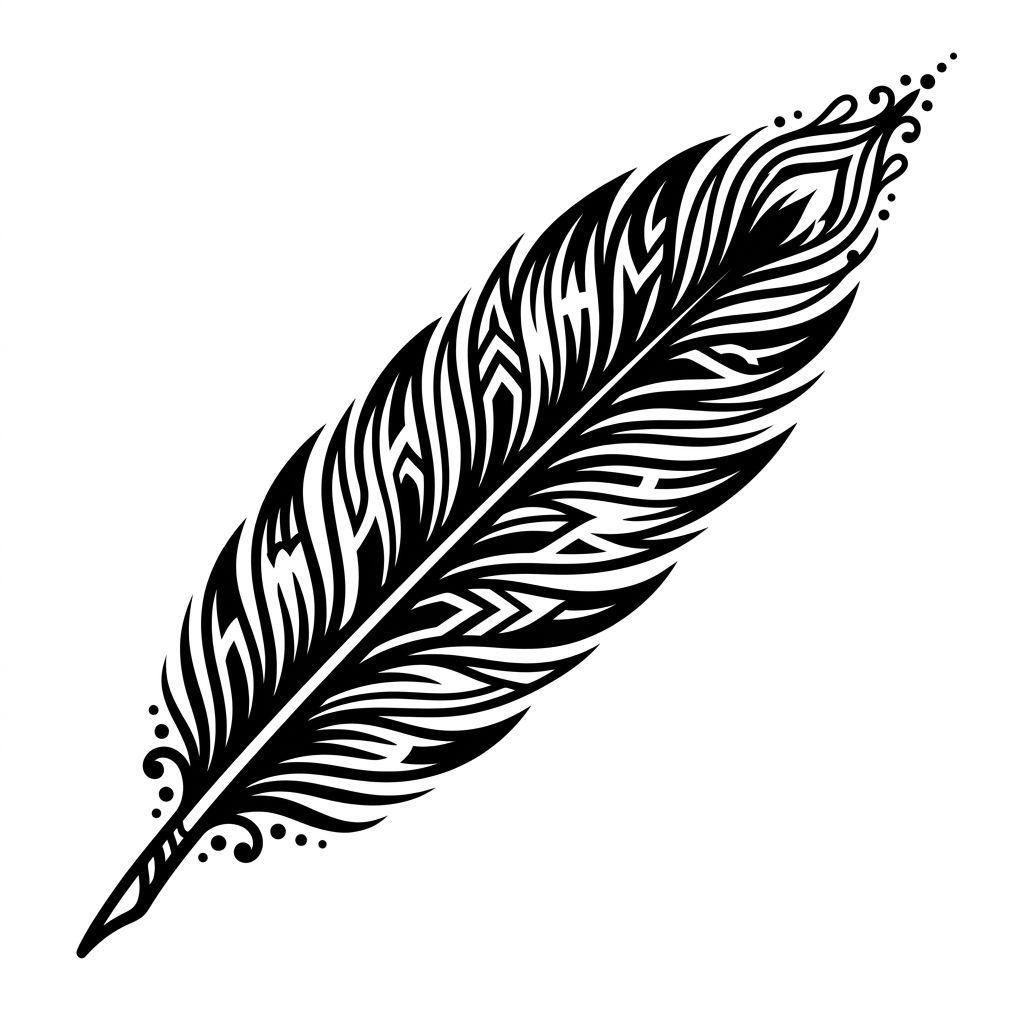 idée tatouage cou homme plume blackwork, design sur fond blanc
