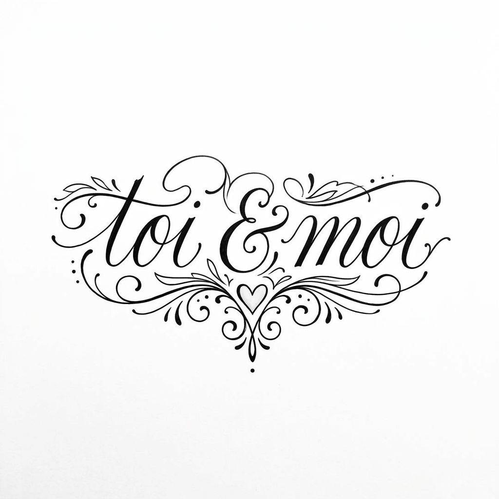 idée tatouage couple lettrage couple, design sur fond blanc