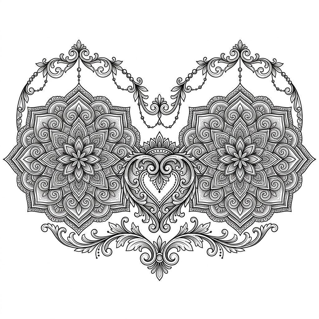 idée tatouage couple mandala couple ornemental, design sur fond blanc