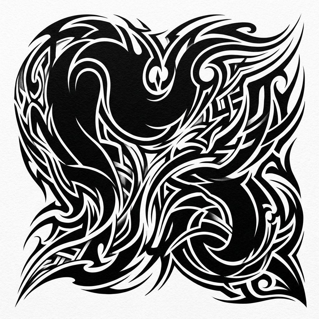 idée tatouage cover blackout tribal moderne, design sur fond blanc
