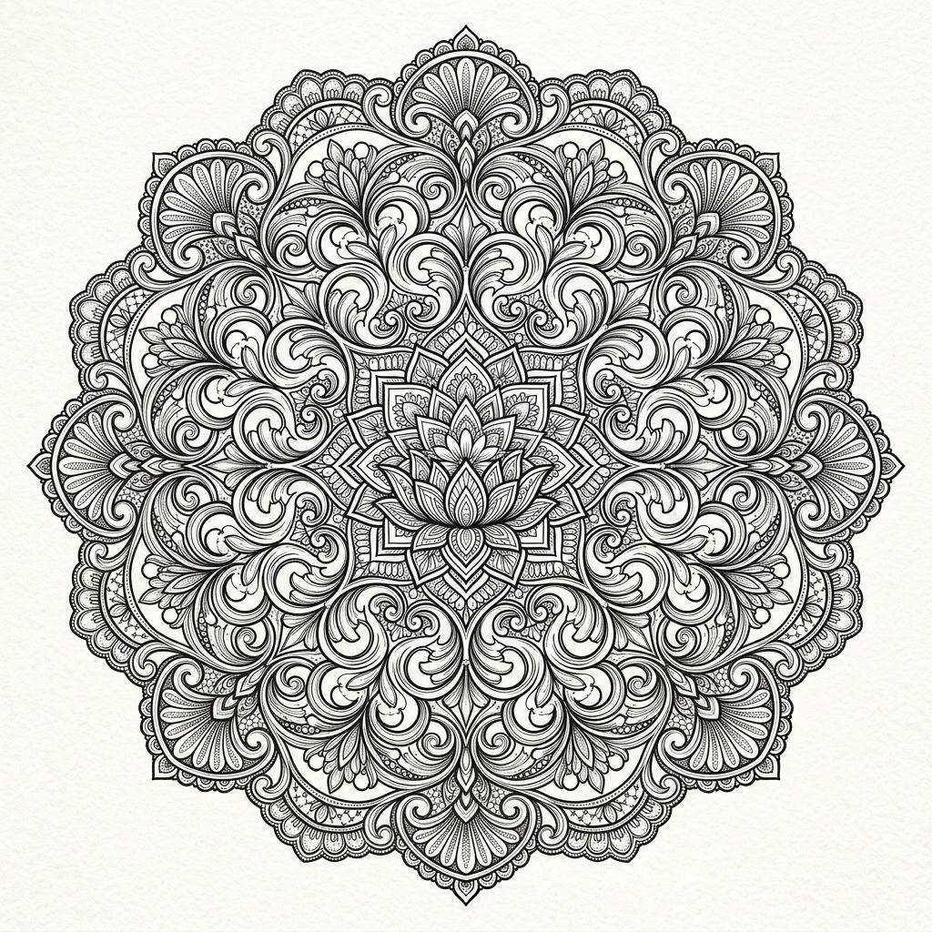 idée tatouage cuisse mandala ornemental, design sur fond blanc