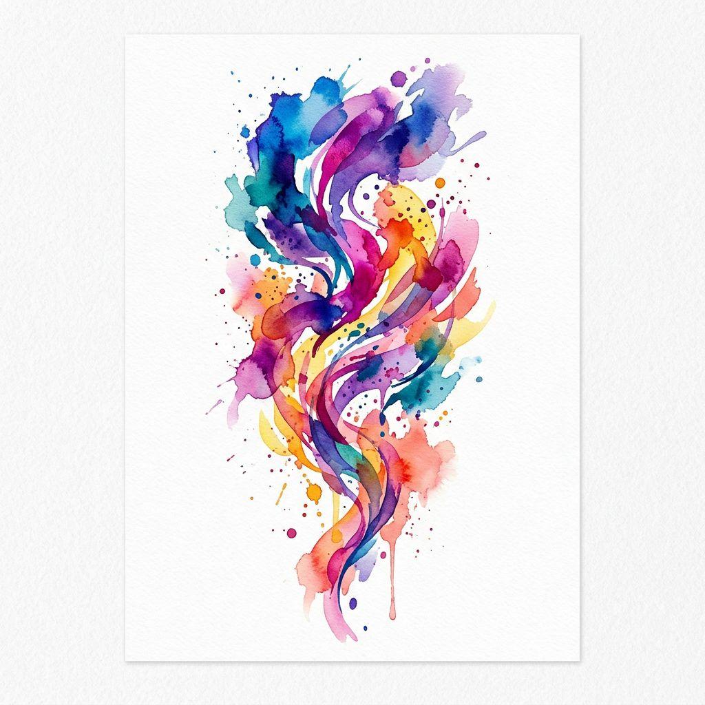 idée tatouage cuisse composition aquarelle, design sur fond blanc
