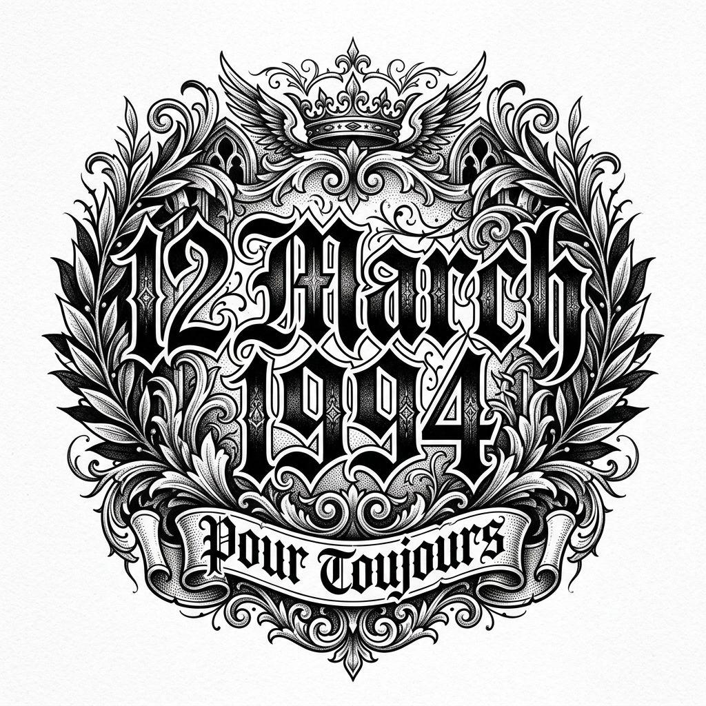 idée tatouage date de naissance date premium pour toujours, design sur fond blanc