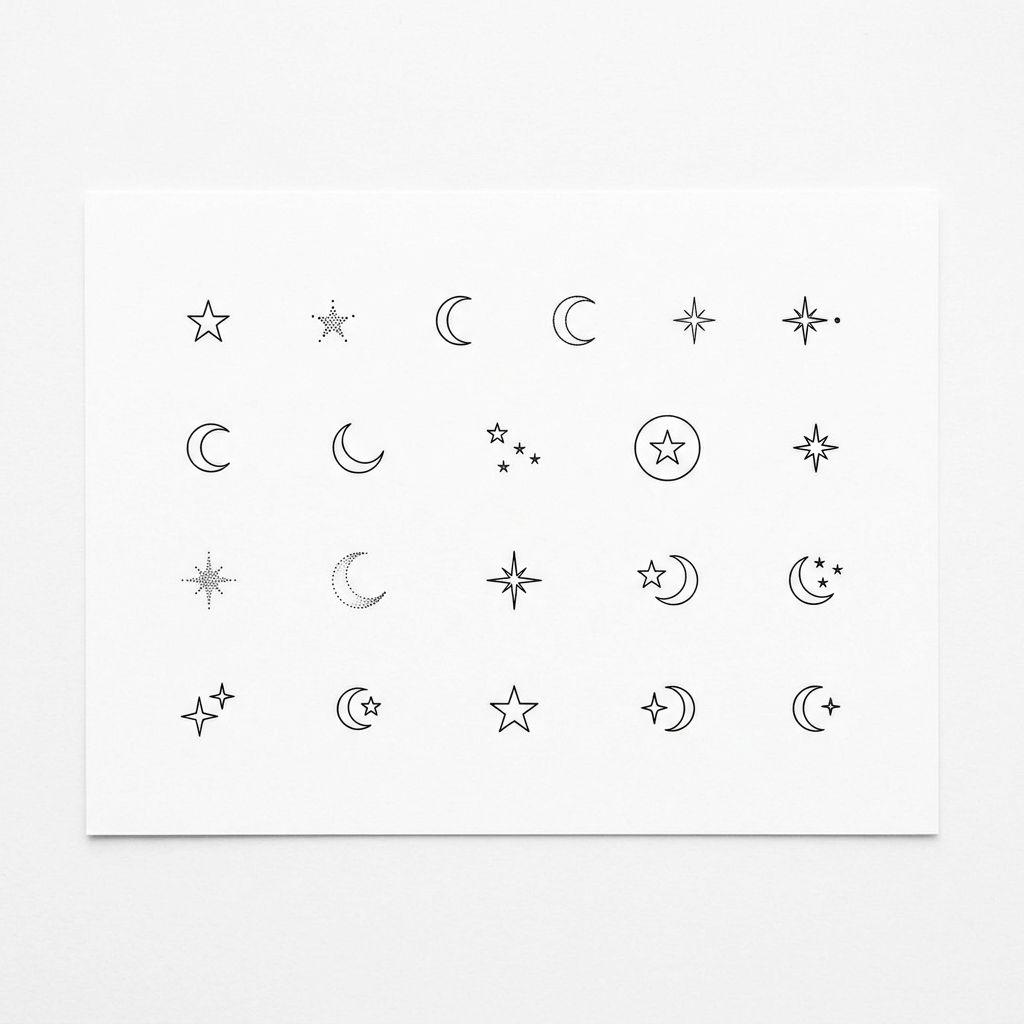 idée tatouage discret femme symbole derrière l'oreille, design sur fond blanc