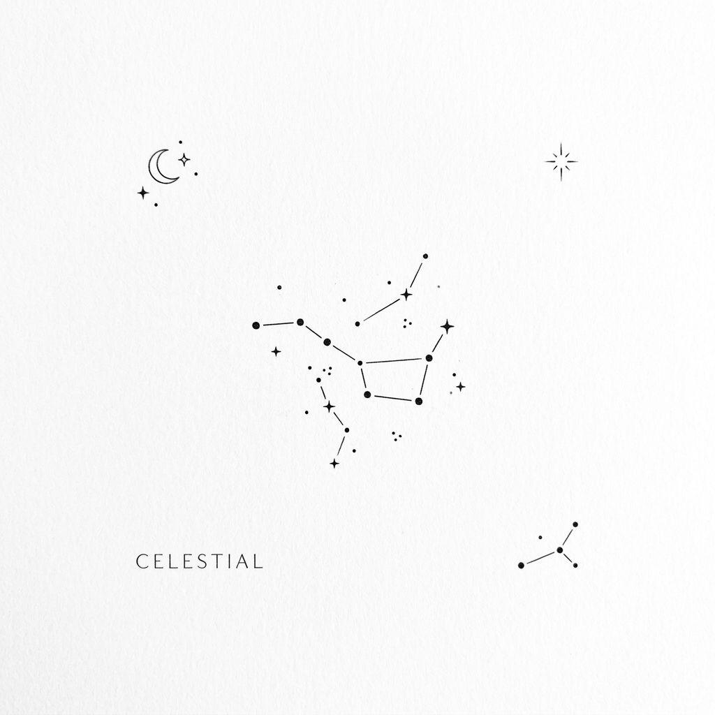 idée tatouage discret femme constellation discrète, design sur fond blanc