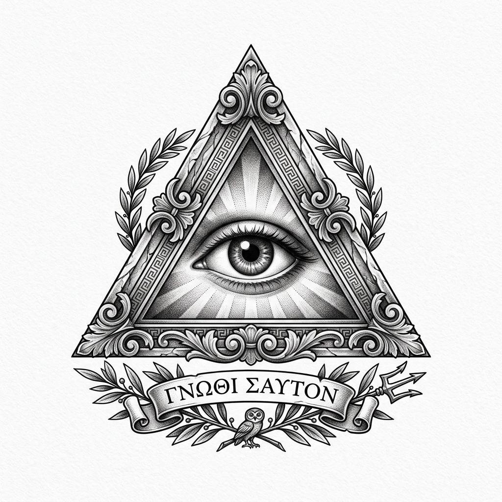 idée tatouage discret homme petit œil mythologique, design sur fond blanc