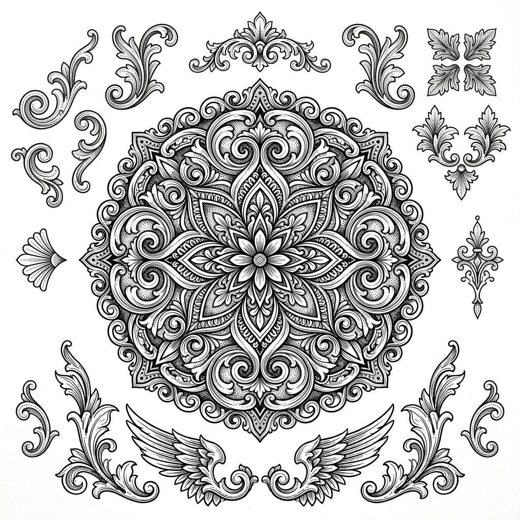 idée tatouage discret homme petit mandala, design sur fond blanc