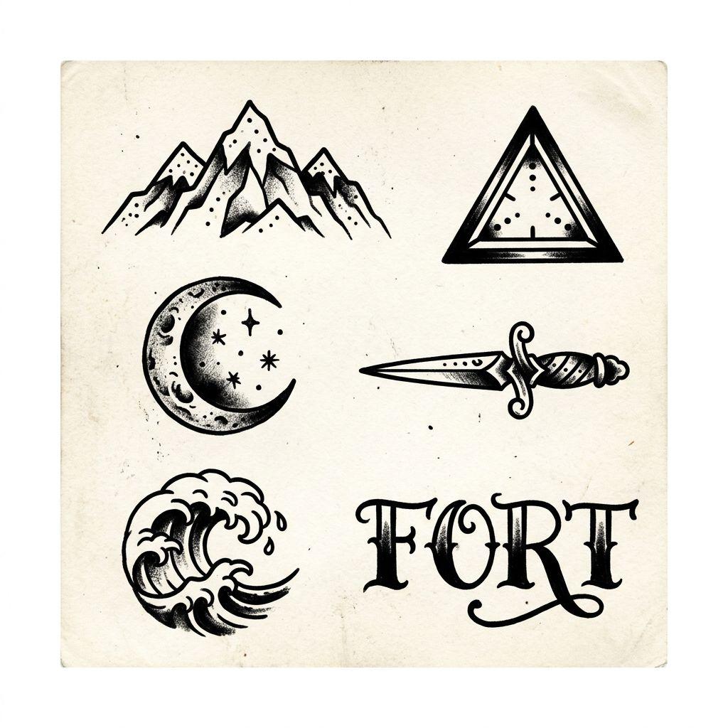 idée tatouage discret homme patchwork petits motifs hommes, design sur fond blanc