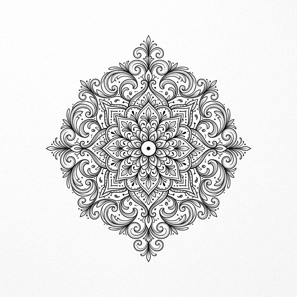 idée tatouage doigt mini mandala, design sur fond blanc