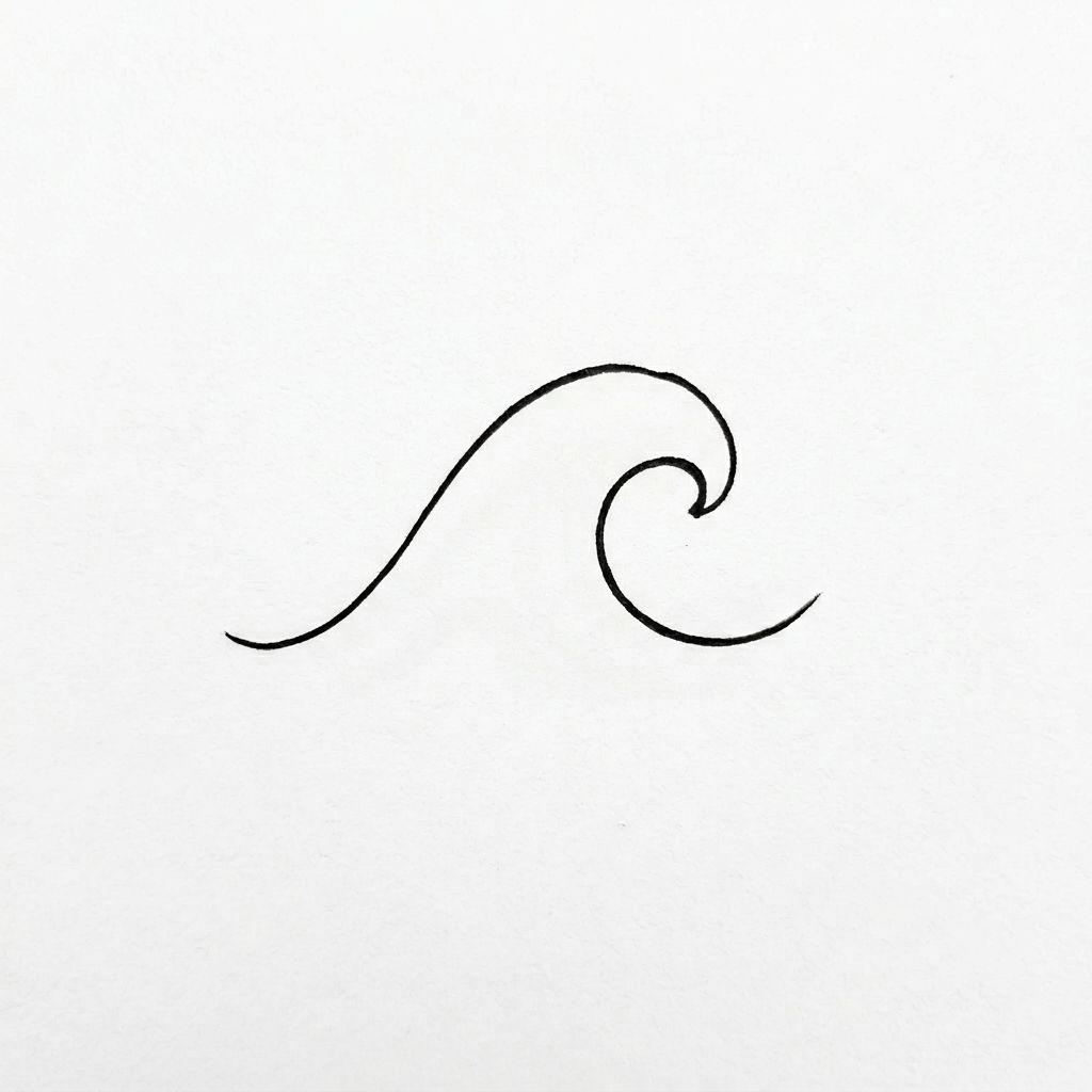 idée tatouage doigt vague abstraite, design sur fond blanc