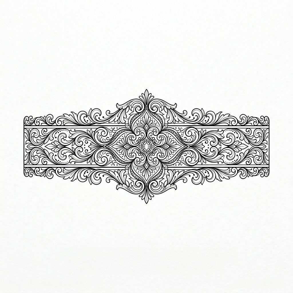idée tatouage doigt bague ornementale premium, design sur fond blanc