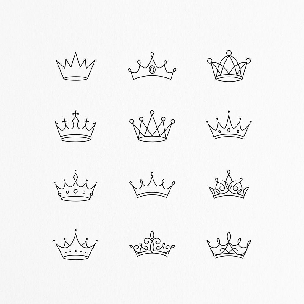 idée tatouage doigt femme couronne fine, design sur fond blanc