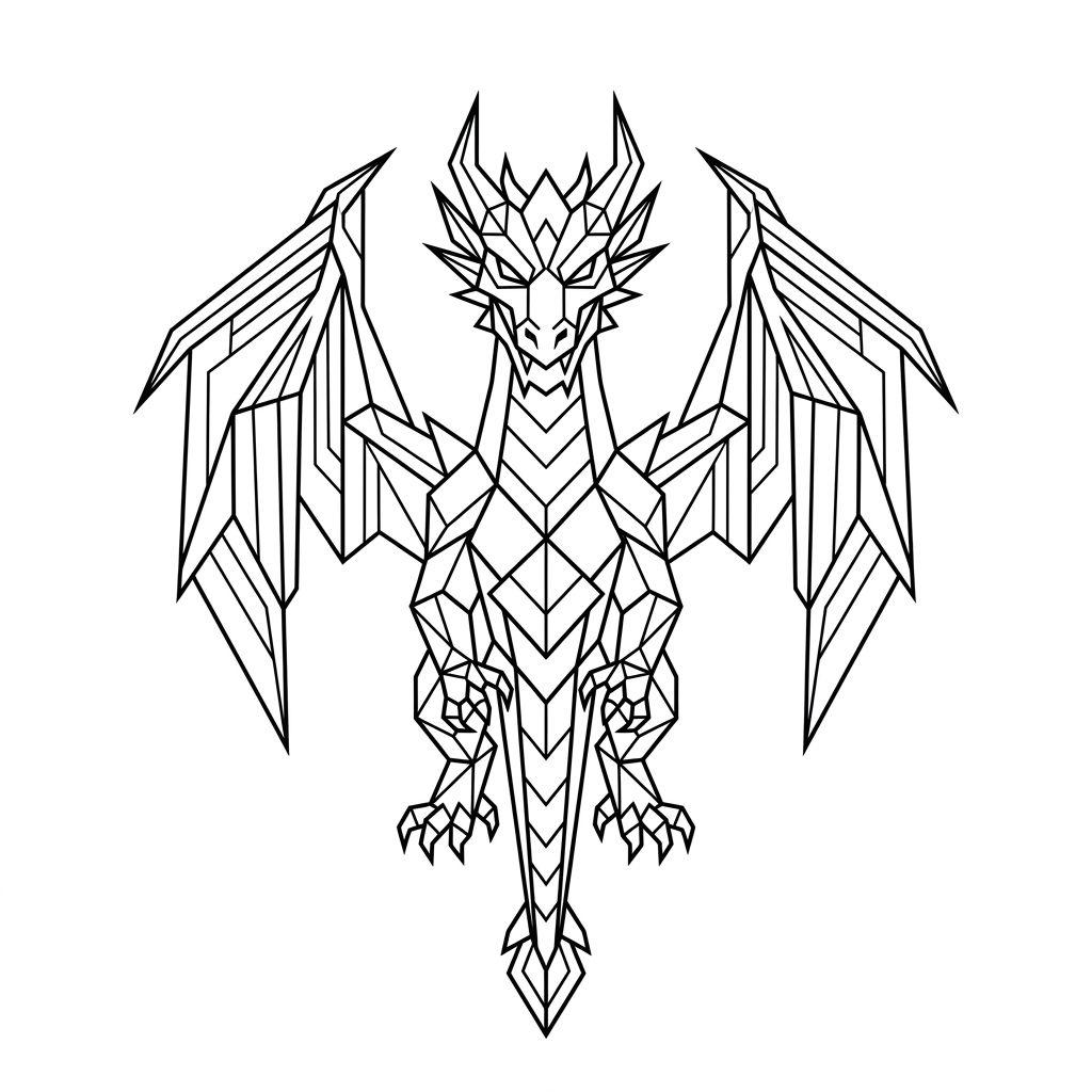 idée tatouage dragon dragon géométrique moderne, design sur fond blanc