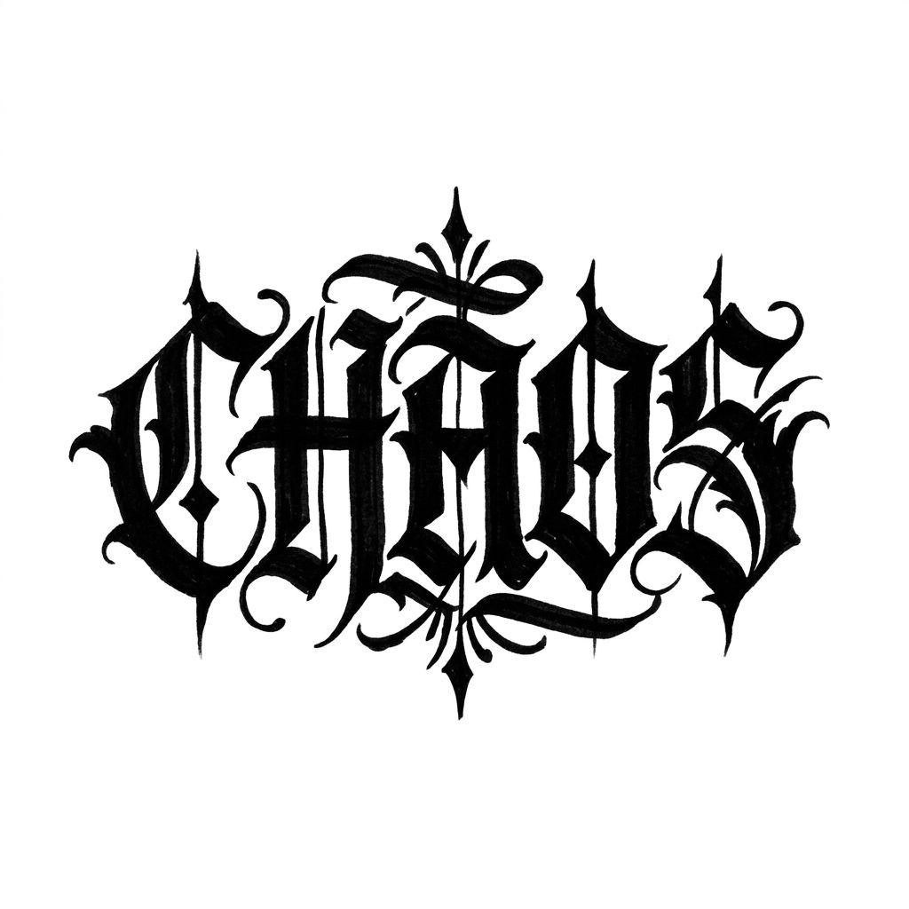 idée tatouage écriture lettrage blackletter gothique, design sur fond blanc