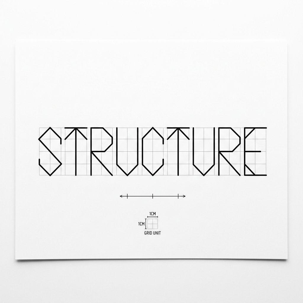 idée tatouage écriture typographie géométrique structurée, design sur fond blanc