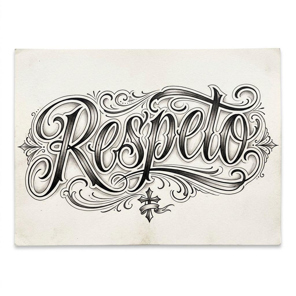 idée tatouage écriture lettrage chicano fin, design sur fond blanc