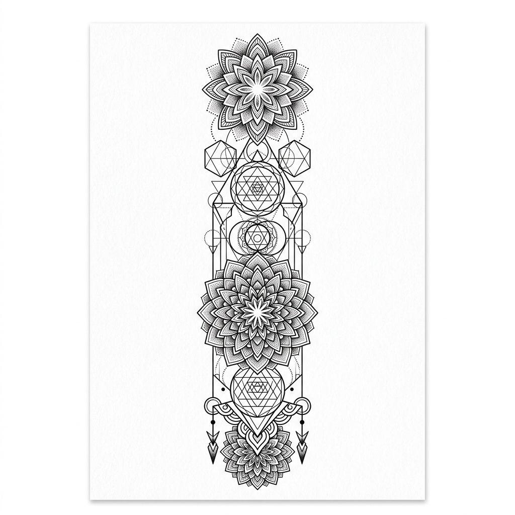 idée tatouage emplacement sternum géométrique, design sur fond blanc