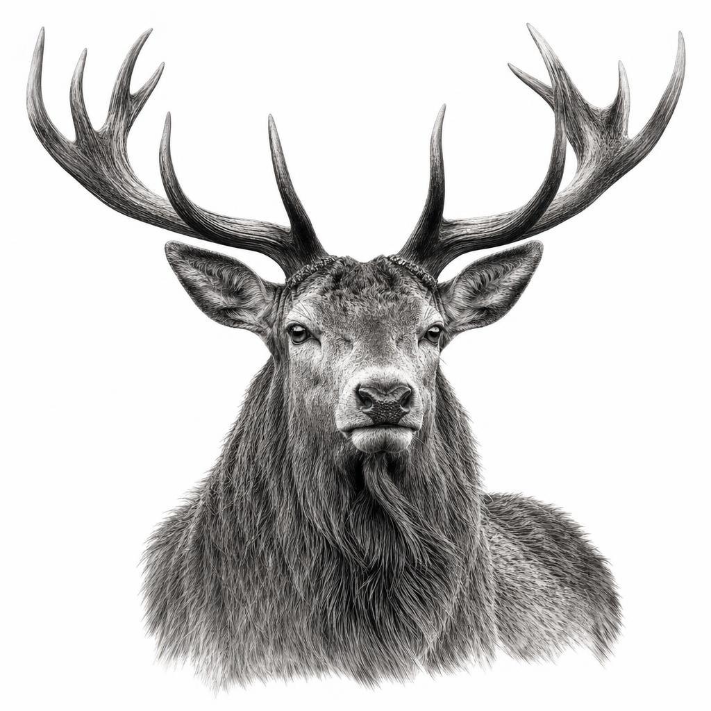 idée tatouage épaule cerf réaliste majestueux, design sur fond blanc