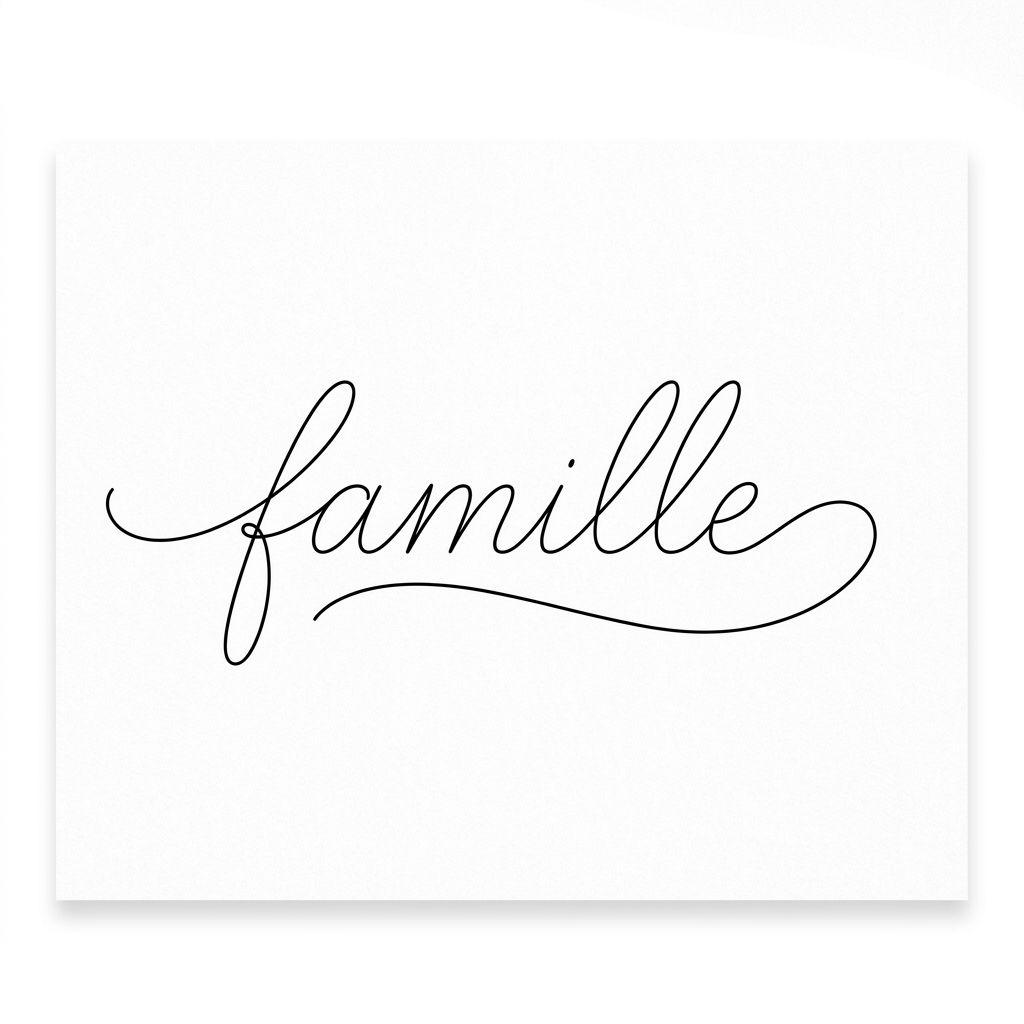 idée tatouage famille mot famille minimaliste, design sur fond blanc