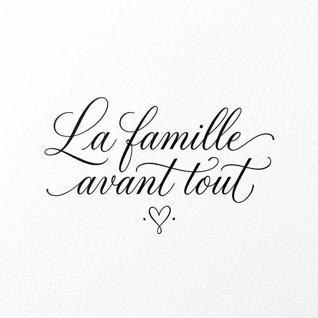 idée tatouage famille lettrage la famille avant tout, design sur fond blanc