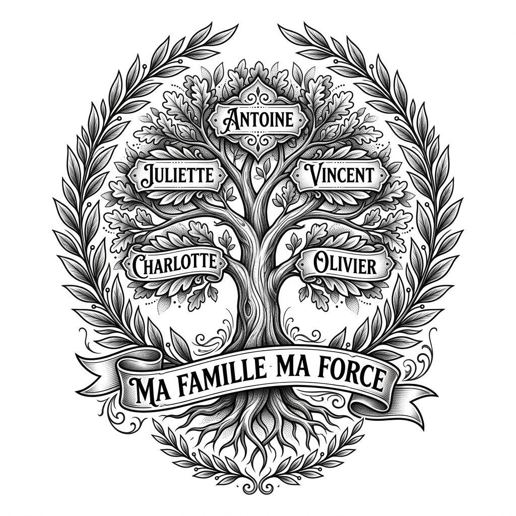 idée tatouage famille hommage premium famille, design sur fond blanc