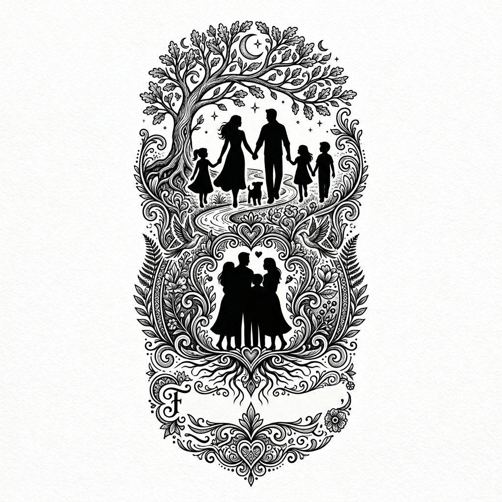 idée tatouage famille homme pièce illustrative premium famille, design sur fond blanc
