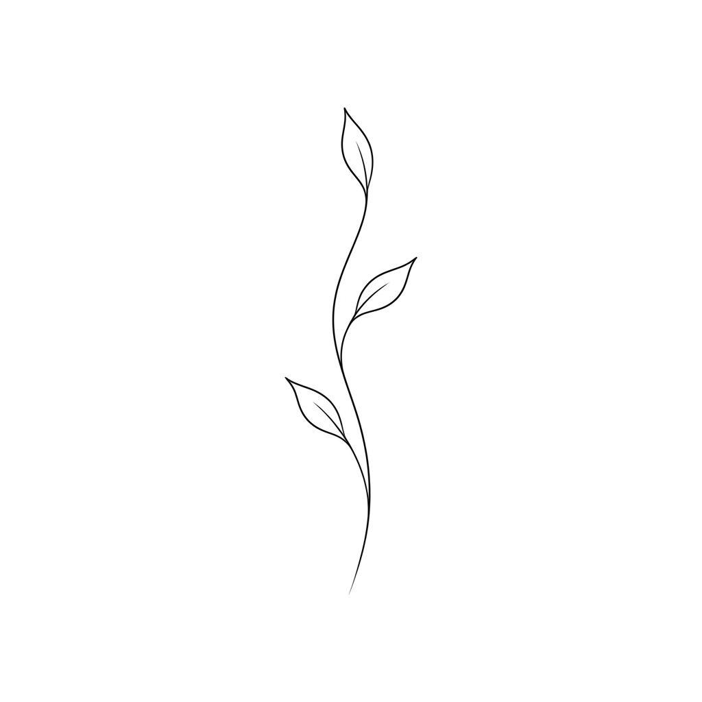 idée tatouage femme bras branche minimaliste verticale, design sur fond blanc