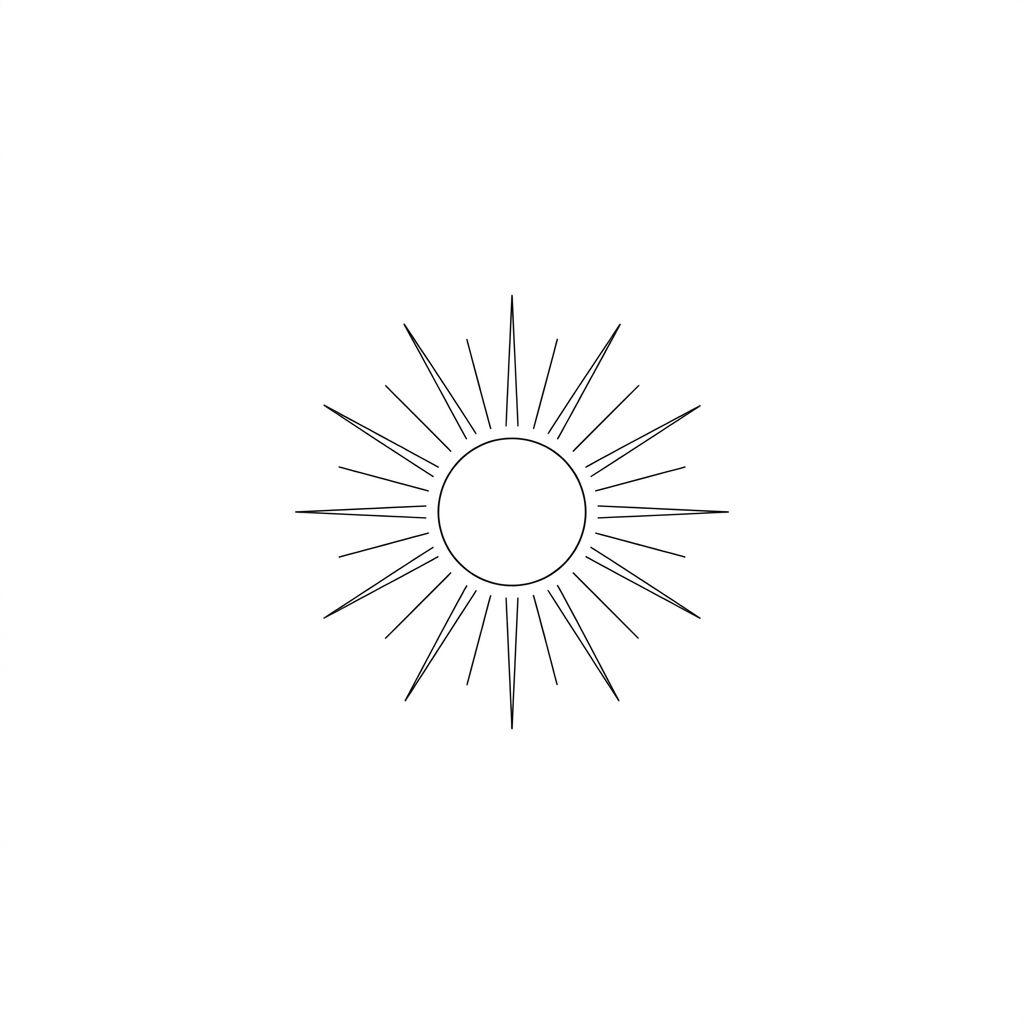 idée tatouage femme discret soleil symbolique épuré, design sur fond blanc