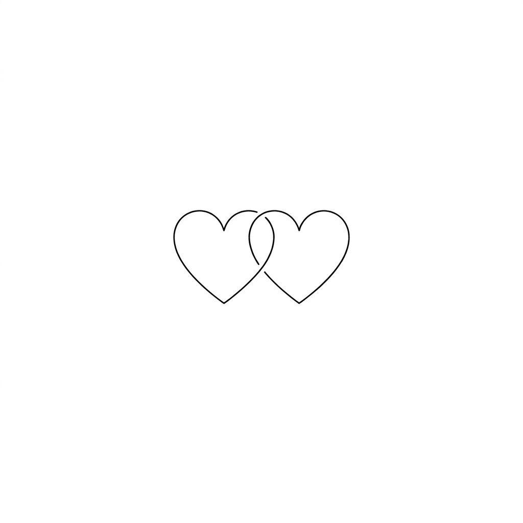 idée tatouage frère et sœur cœurs minimalistes complémentaires, design sur fond blanc