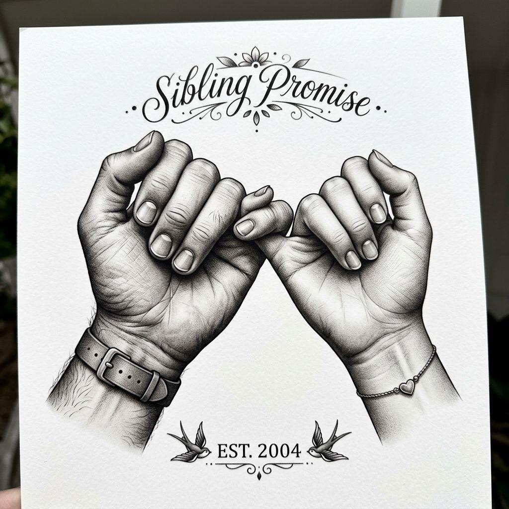 idée tatouage frère et sœur mains réalistes, design sur fond blanc