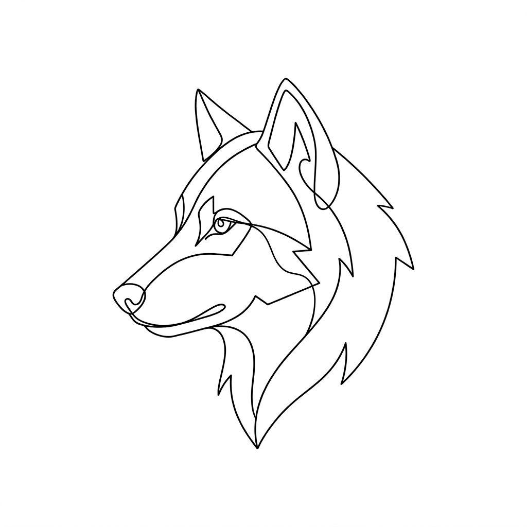 idée tatouage homme loup minimaliste, design sur fond blanc