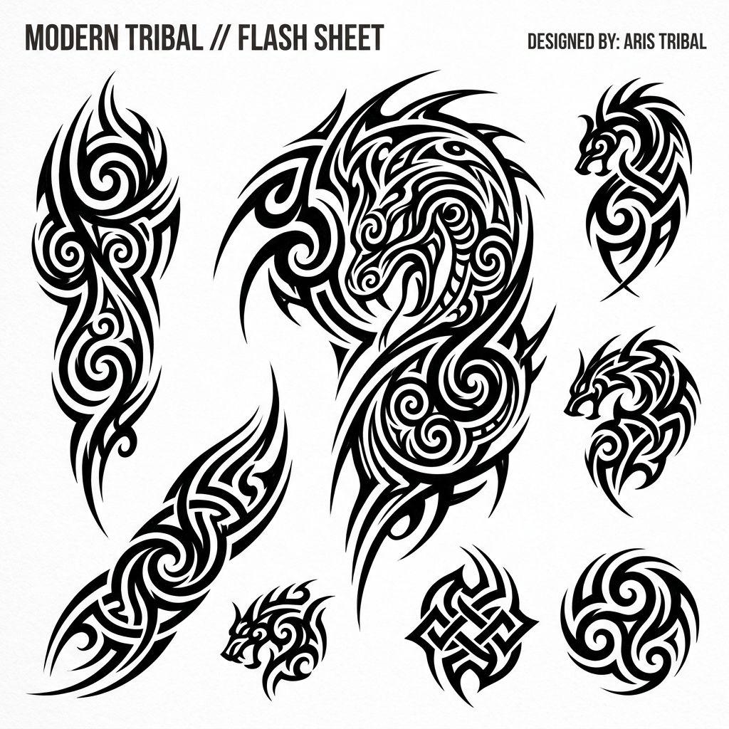 idée tatouage homme tribal moderne, design sur fond blanc
