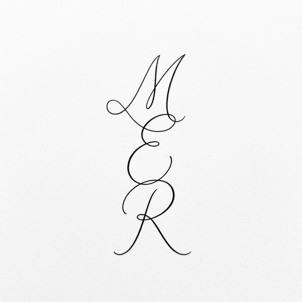 idée tatouage initiales famille initiales minimalistes, design sur fond blanc