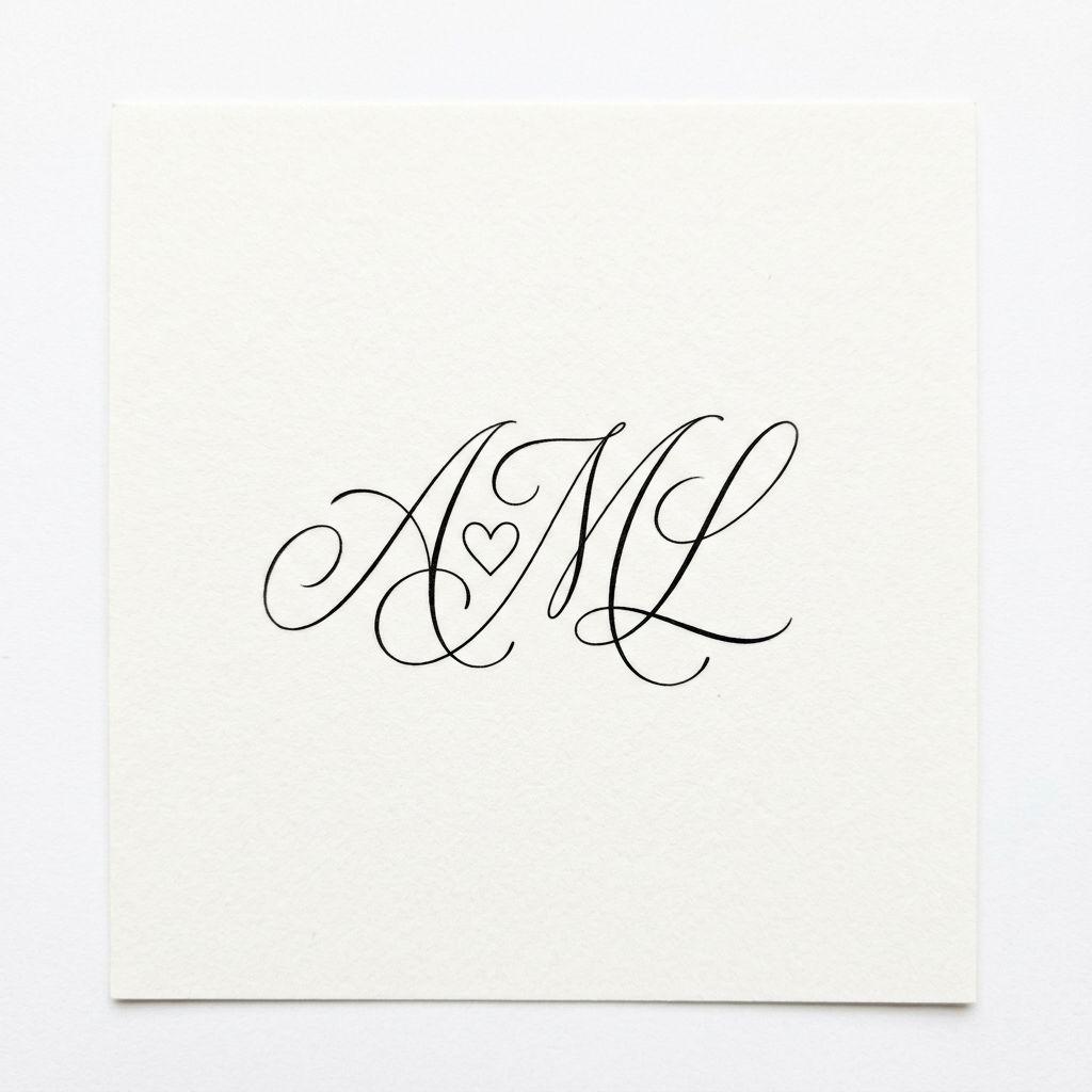 idée tatouage initiales famille initiales fine line cursive, design sur fond blanc