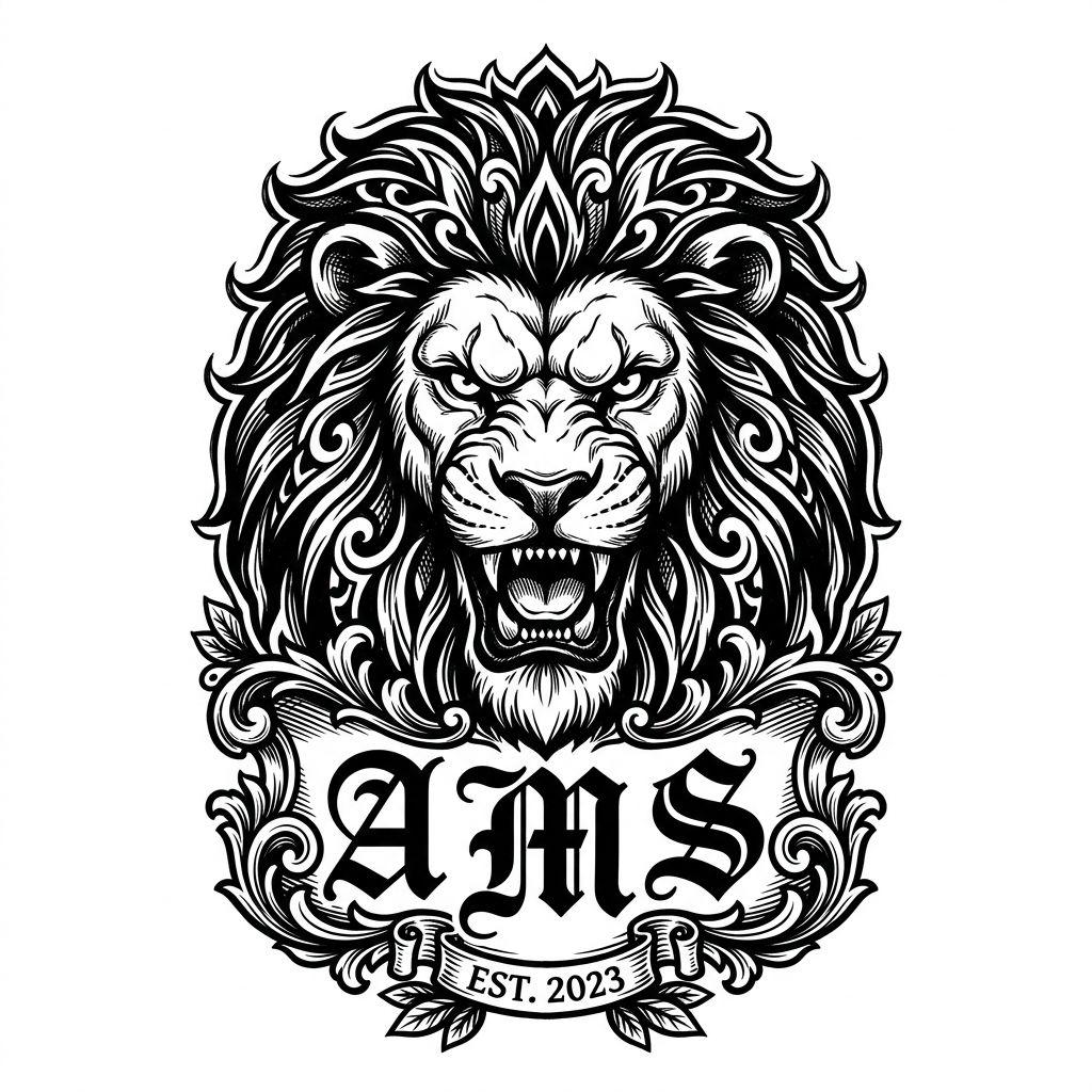 idée tatouage initiales famille initiales et lion, design sur fond blanc