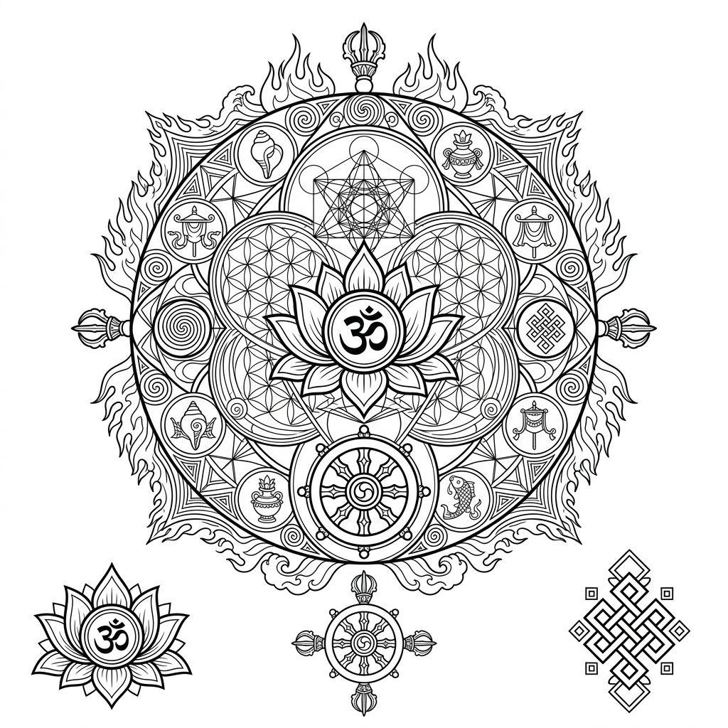 idée tatouage japonais geometrie sacree japonaise, design sur fond blanc