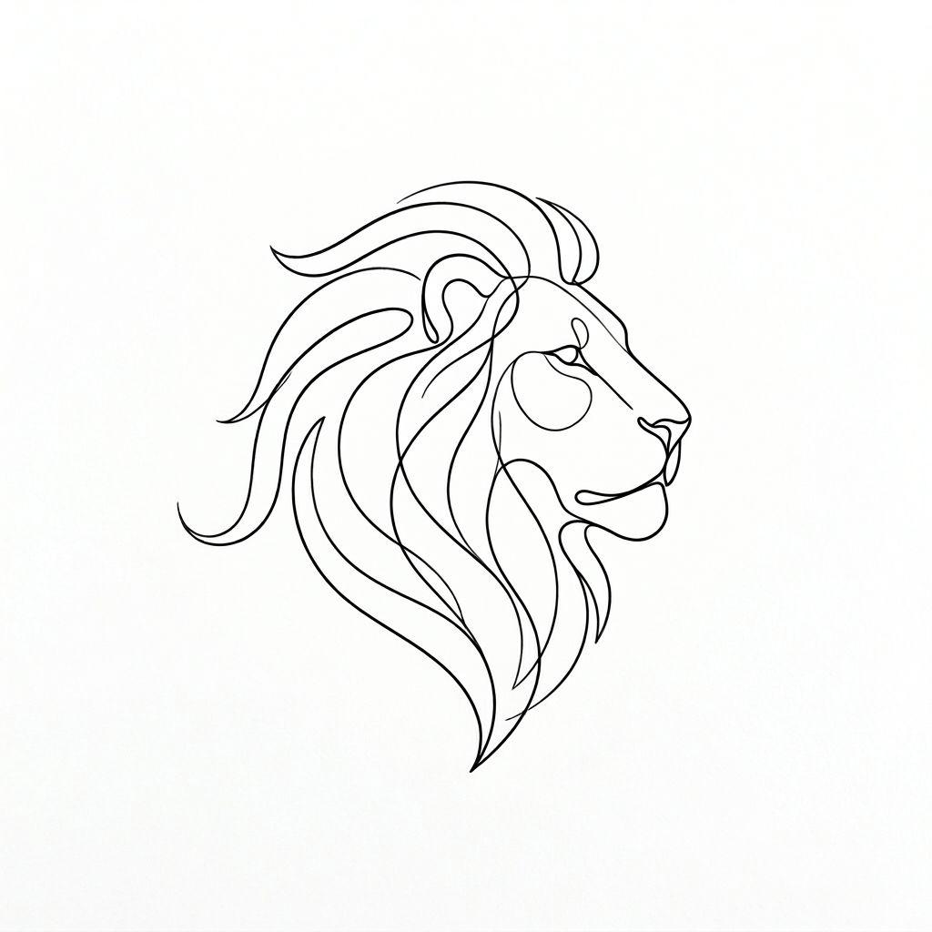 idée tatouage lion lion silhouette minimaliste, design sur fond blanc