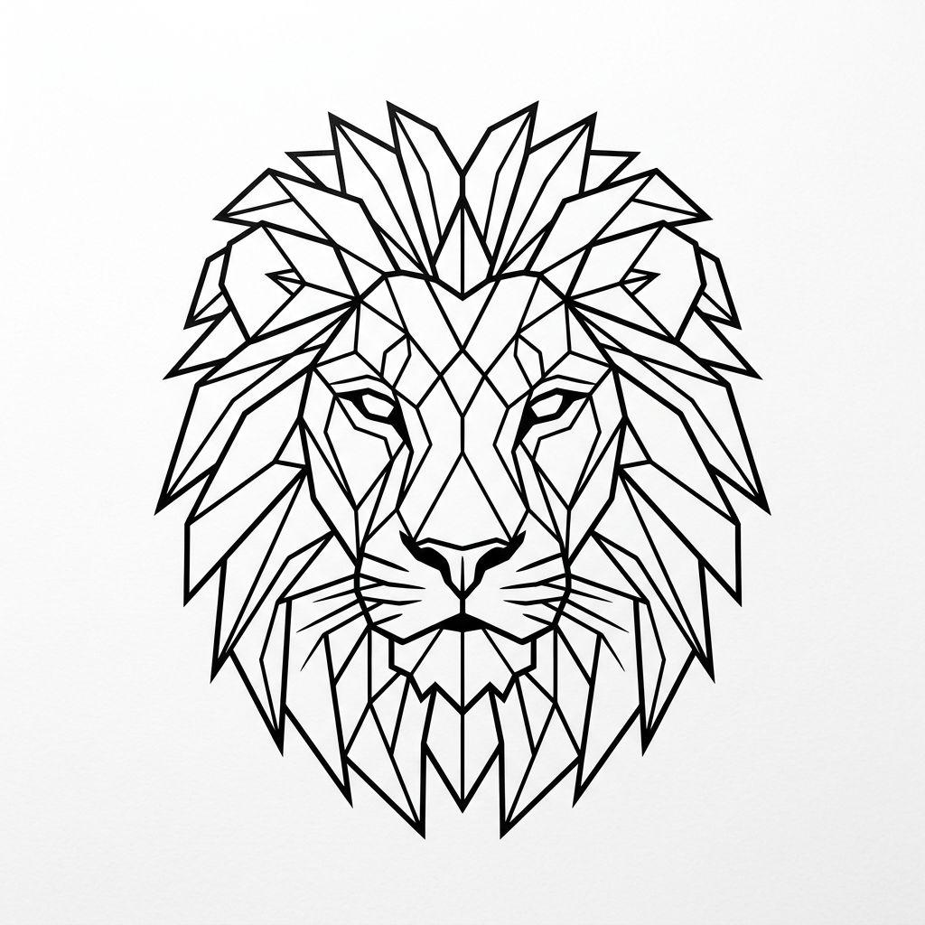 idée tatouage lion lion geometrique facette, design sur fond blanc