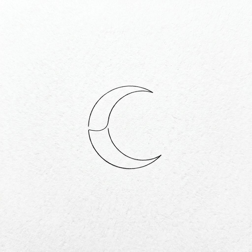 idée tatouage lune croissant lune minimaliste, design sur fond blanc