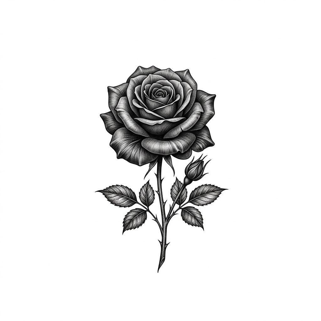 idée tatouage main main réaliste rose, design sur fond blanc
