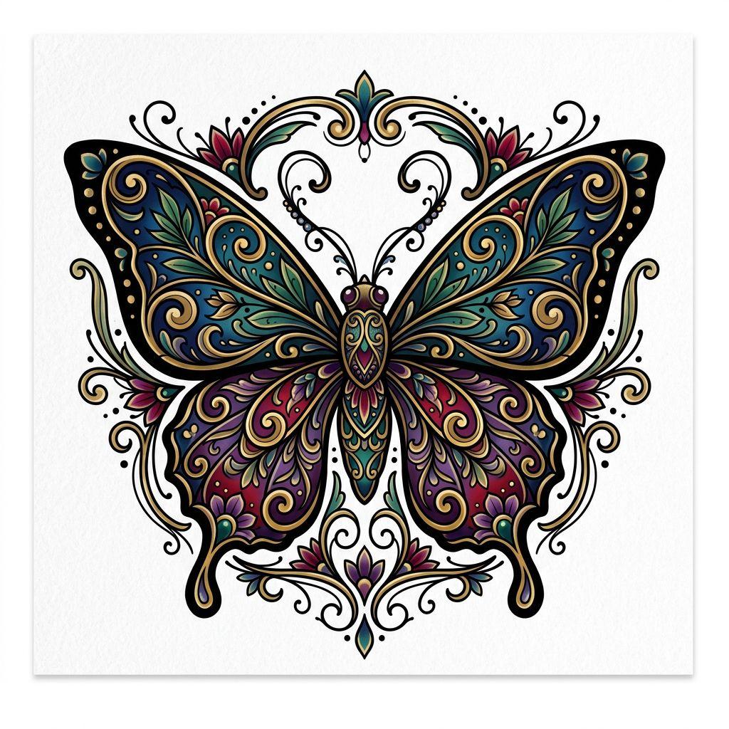 idée tatouage main main néo-traditionnelle papillon, design sur fond blanc