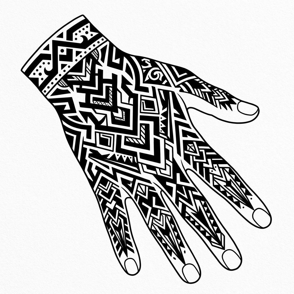 idée tatouage main main tribal, design sur fond blanc