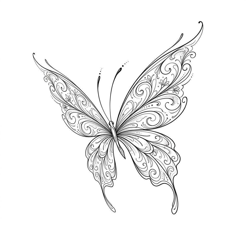 idée tatouage main femme papillon dos de main, design sur fond blanc
