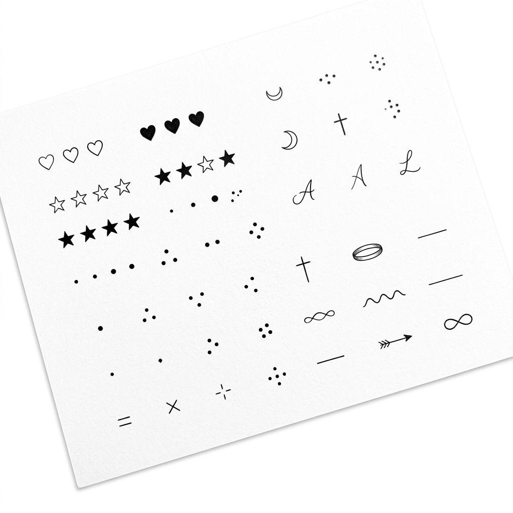 idée tatouage main femme symboles minimalistes, design sur fond blanc