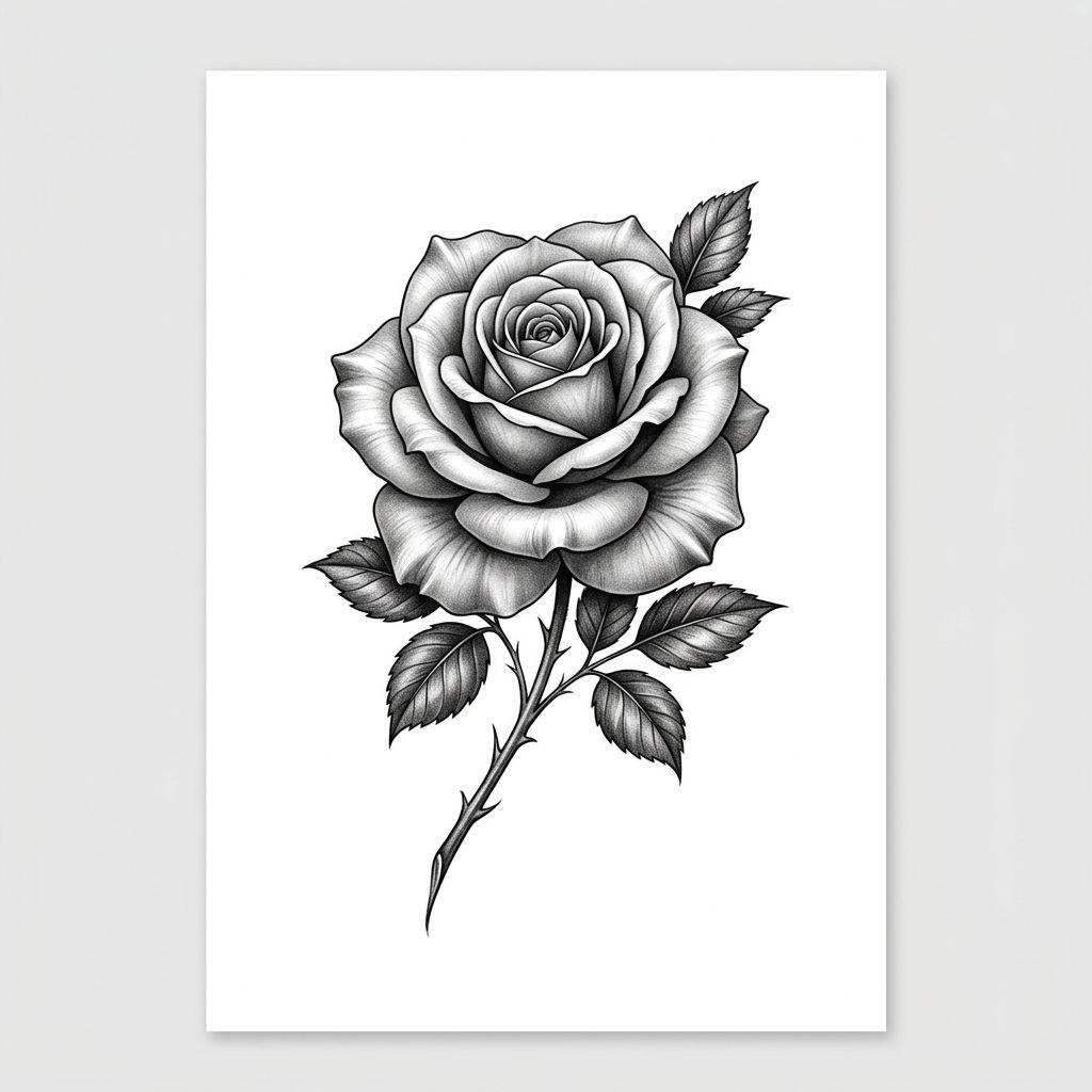 idée tatouage main femme rose réaliste, design sur fond blanc