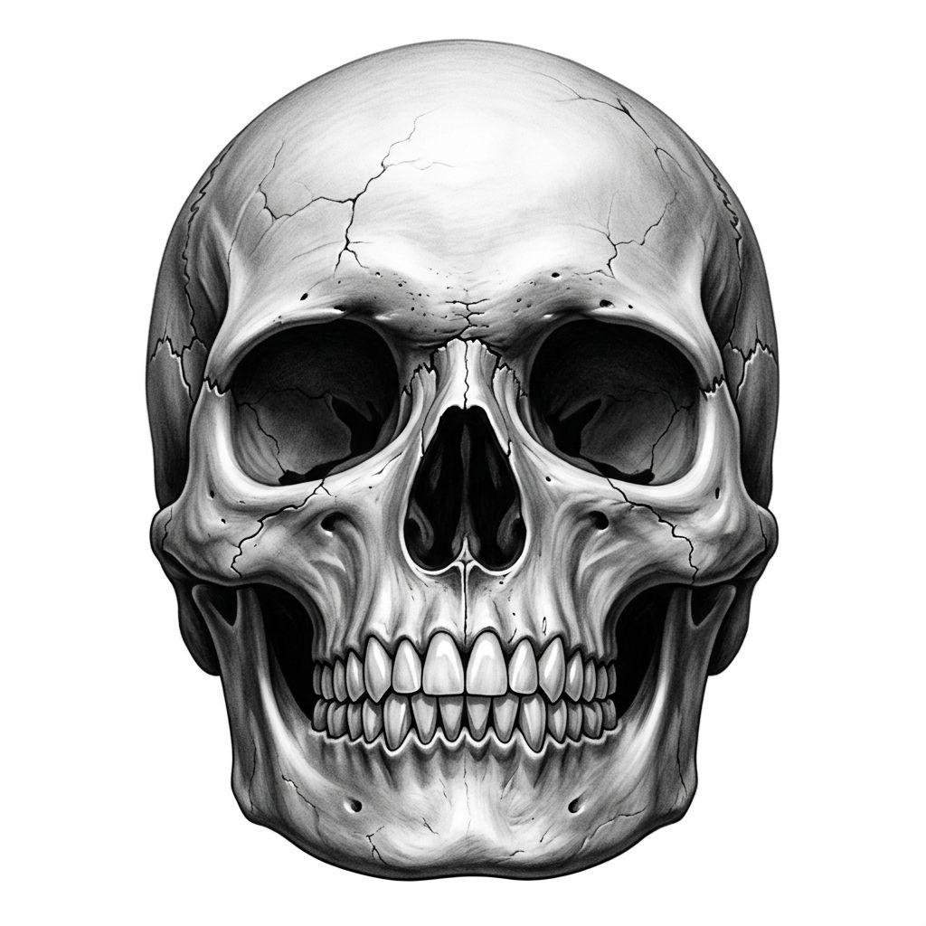 idée tatouage main homme crâne réaliste, design sur fond blanc